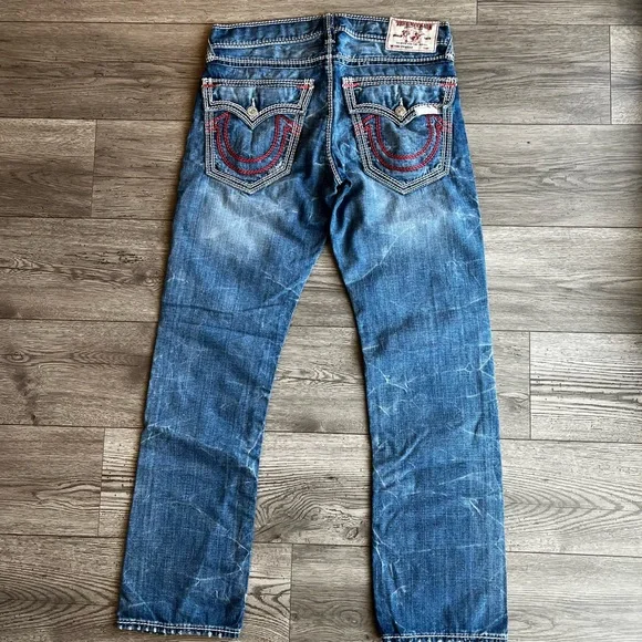True Religion Men’s Denim Jeans 33x33 Straight Flap Nat Mega T Red - Picture 3 of 15
